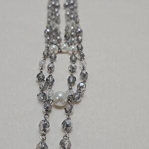 White House/ Black Market Silver and Pearl Necklace